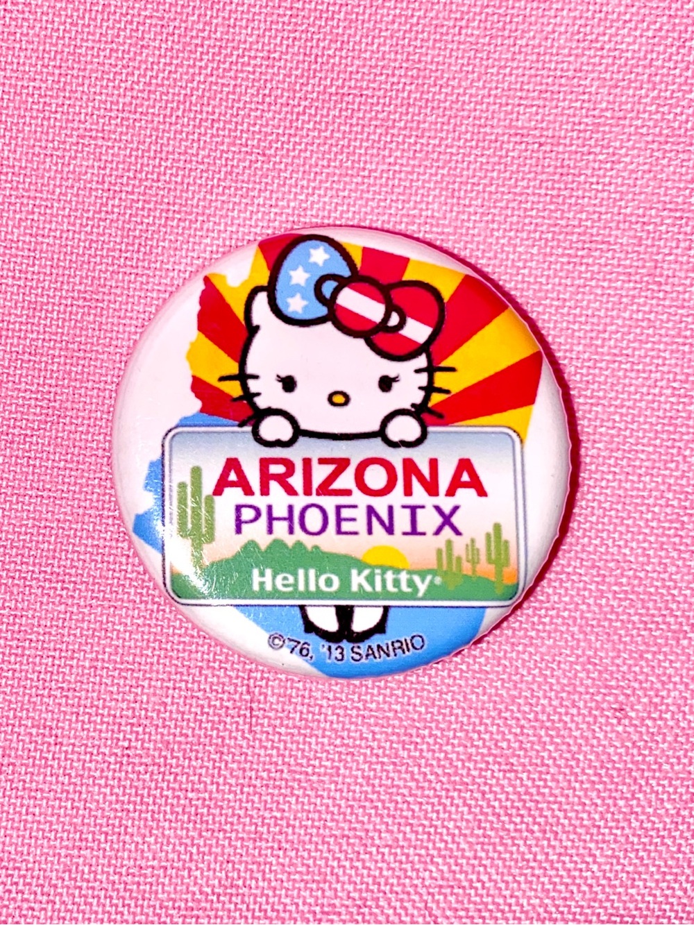 Hello Kitty Arizona Phoenix License Plate Close-pin Cactus Desert USA Bow Sanrio